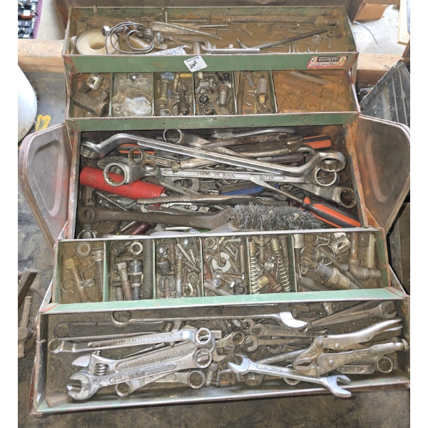 Large Metal Tool Box with Full Contents incl Wrenches, Screwdrivers and More