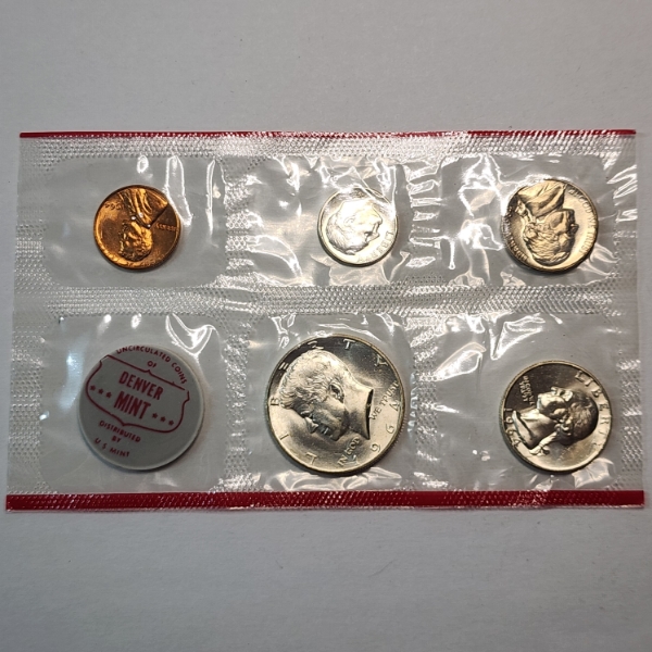 1964 Uncirculated Coin Set: 90% Silver Half Dollar, Quarter, Dime - Denver Mint