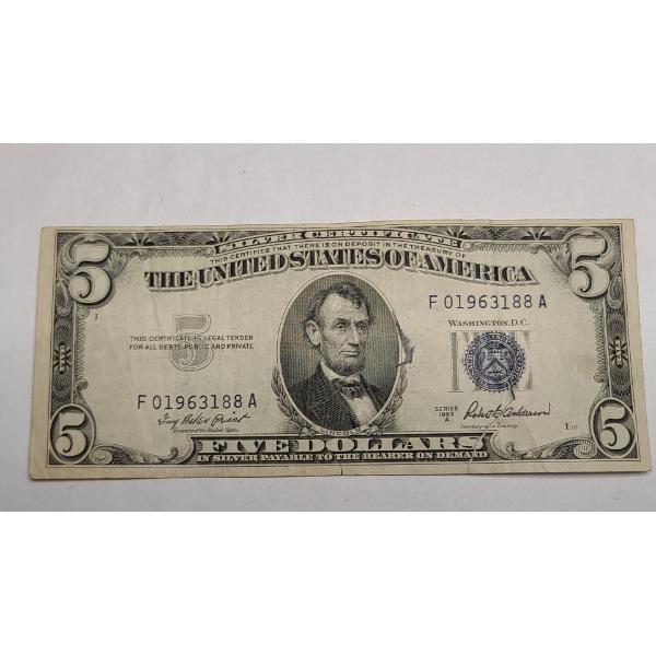 Series 1953 A $5 Silver Certificate With Priest And Anderson Signatures - Face Value: $5.00