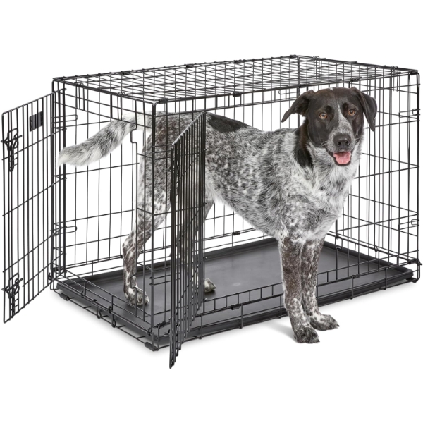 NEW IN BOX Amazon Basics 36 Inch Double Door Metal Folding Dog Crate ~ About 36" x 23" X 25"