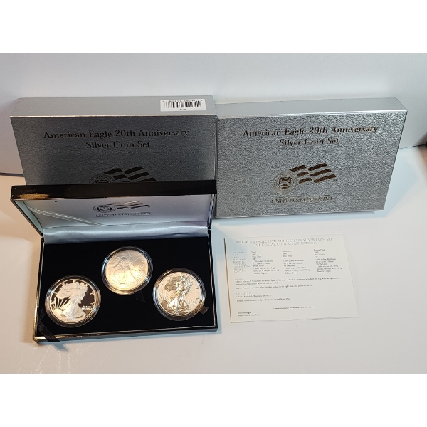 American Eagle 20th Anniversary Silver Coin Set: (3) 2006 1oz Silver Eagles!