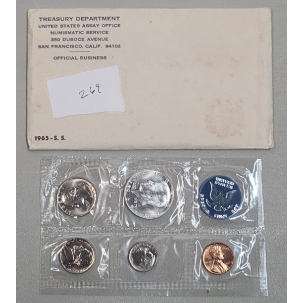 1965 U.S. Special Mint Set Featuring 1965 40% Silver Kennedy Half Dollar 