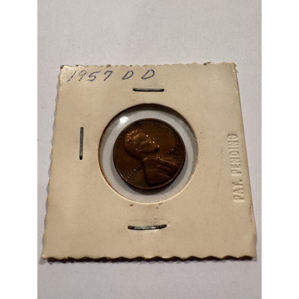 1957 United States Lincoln Cent DOUBLE DIE Mint Mark - Incredible Penny - PENNY ERROR COIN