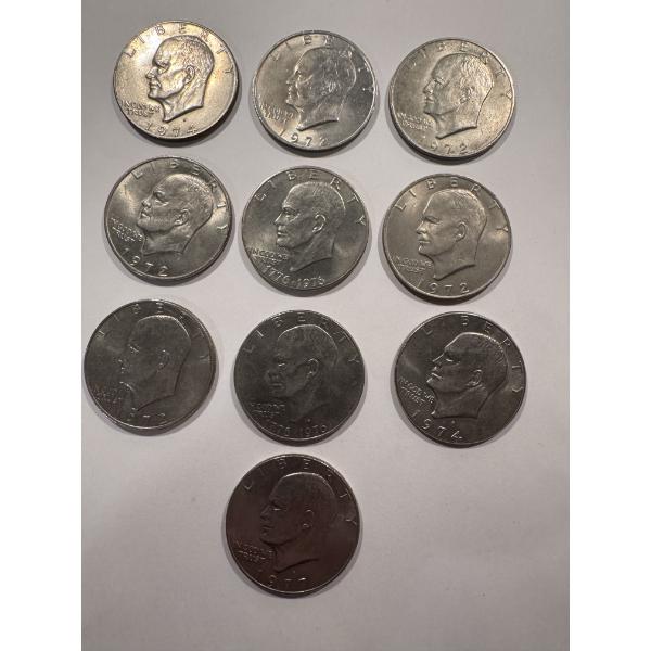 10 - Eisenhower United States Dollar Coins - All Mint Condition