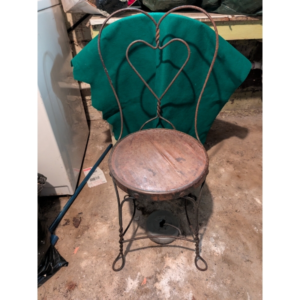 Pretty Vintage Metal And wood Chair, Both 37"