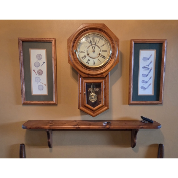 Louisville Home Pickup - Wall Group As Shown - Regulator Clock - Wood Shelf - Framed Art Prints - Ex