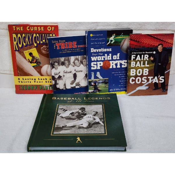 Assortment of Five Baseball Books Including Hardback Baseball Legends of All Time & More!