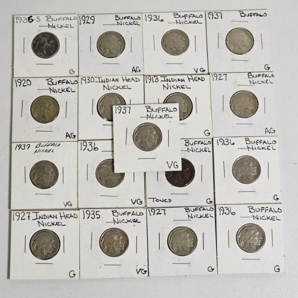 An IMPRESSIVE Collection of 17 United States Buffalo Nickels FV: $.85