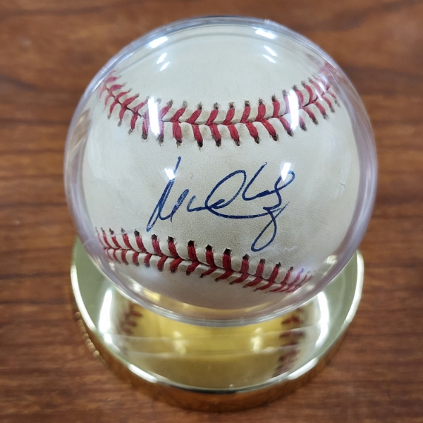 Manny Ramirez Autographed Official Baseball In Nice Protective Display Stand