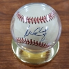 Image 1 : Manny Ramirez Autographed Official Baseball In Nice Protective Display Stand