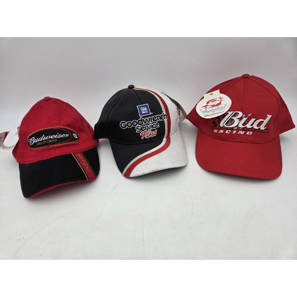 Three Brand New With Tags Hats- Including Black Dale 3, All Star Game, & Bud Racing