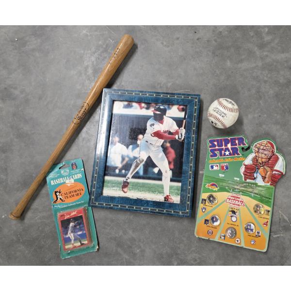 Vintage Baseball Collectables Including- New Marbles, New Cards, Mini Louisville Slugger Wood Bat