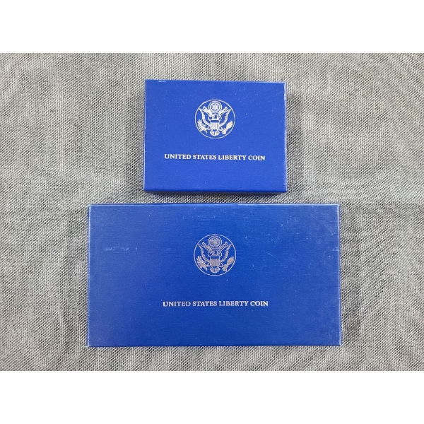 Lot of Two United States Liberty Coin Sets - 1986 Silver Dollar Proof & 1986 Commemorative Half 