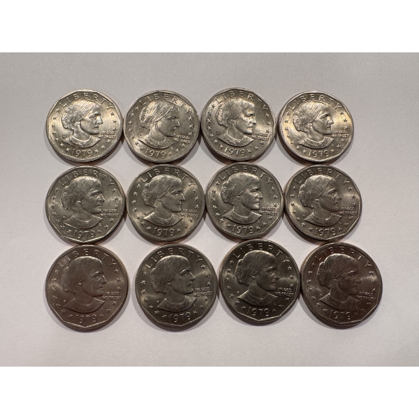 12 - United States Susan B. Anthony Dollars - All Mint Condition - $12.00 Face Value