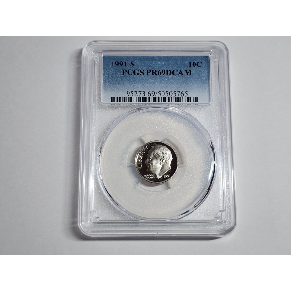 1991-S Roosevelt Dime Graded PCGS PR 69 DCAM 