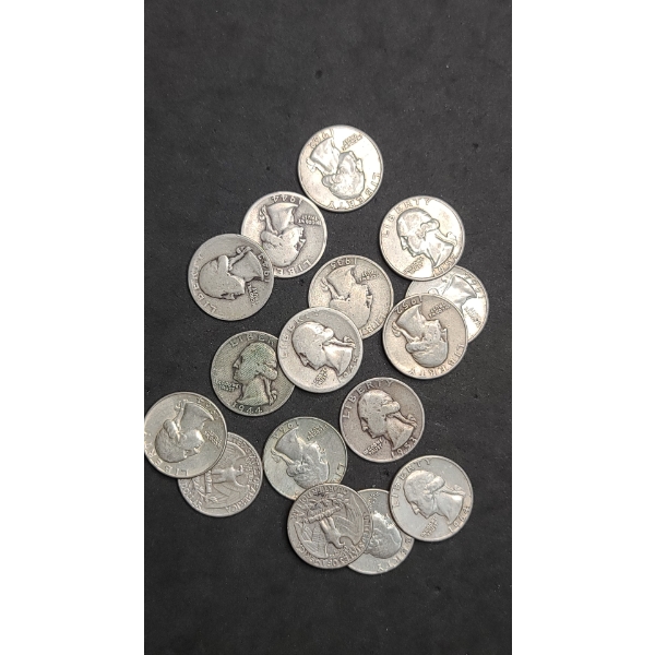 Assorted Years/Mint Marks Washington 90% Silver Quarters - Face Value: $4.00