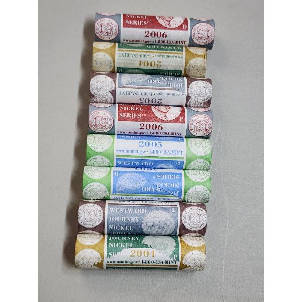 (8) Rolls of 2004-2006 Westward Journey Jefferson Nickels FV: $16.00