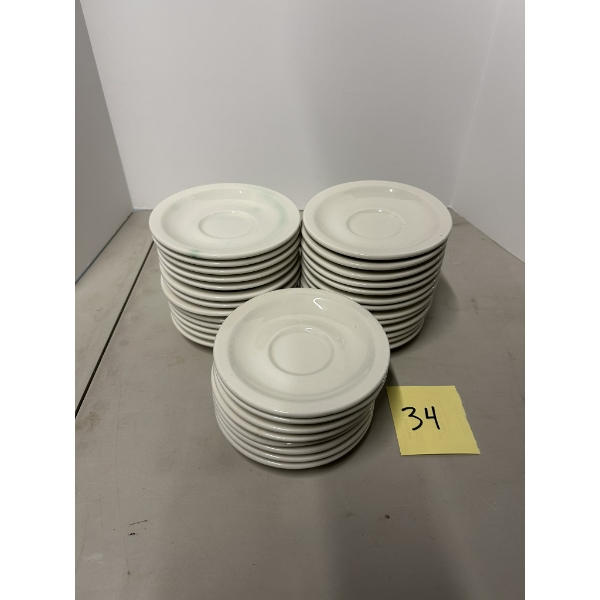 RESTAURANTEURS - Heavy Duty 6" Porcelain Saucers - 34 Count