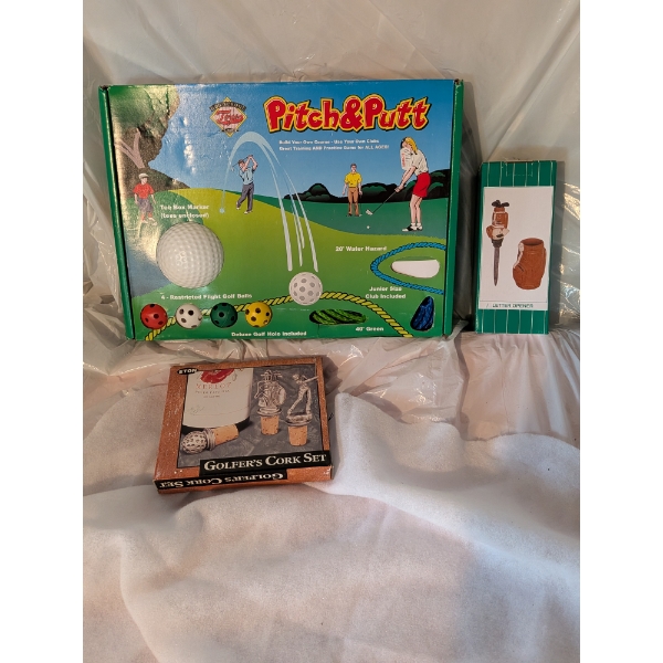 Golf Grouping, Featuring A Brand New Pitch And Putt Game, Letter Opener And Golf Cork Set