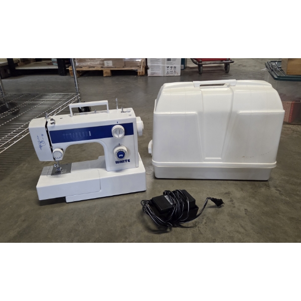 Like New White Brand Portable Sewing Machine With Hard Case & Peddle 