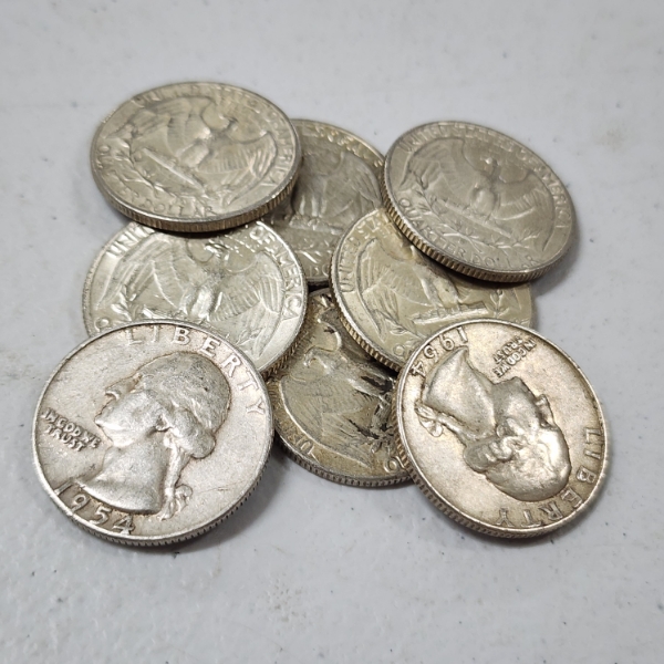 Eight Assorted United States 90% Silver Quarters ~ $2.00 Face Value