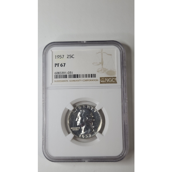 NGC 1957 PF 67 Washington 90% Silver Quarter  