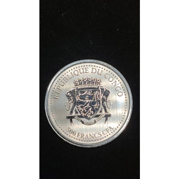 2022 500 Francs Congo Silverback Gorilla 1 oz .999 Fine Silver Coin
