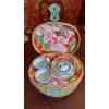 Image 2 : Complete New Old Stock Vintage Japanese  Porcelain Tea Set Including Carryall Basket - Nice Set