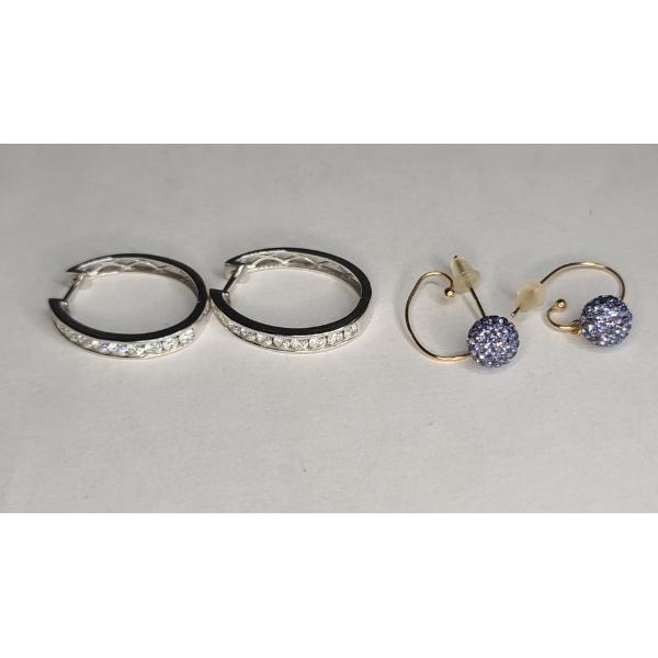 (2) 10K White Gold/Yellow Gold Earring Sets (One With Diamonds) - Total Weight: 6.2g