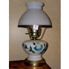 Image 1 : Milk Glass Hurricane Lamp with Blue and White Flowers