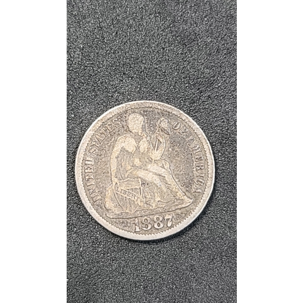 1887 U.S 90% Silver Seated Dime 