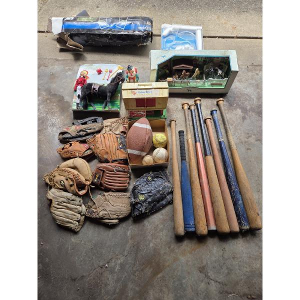 *Pick Up At Louisville Home - No Shipping Available* Large Collection Of Ball Gloves, Bats