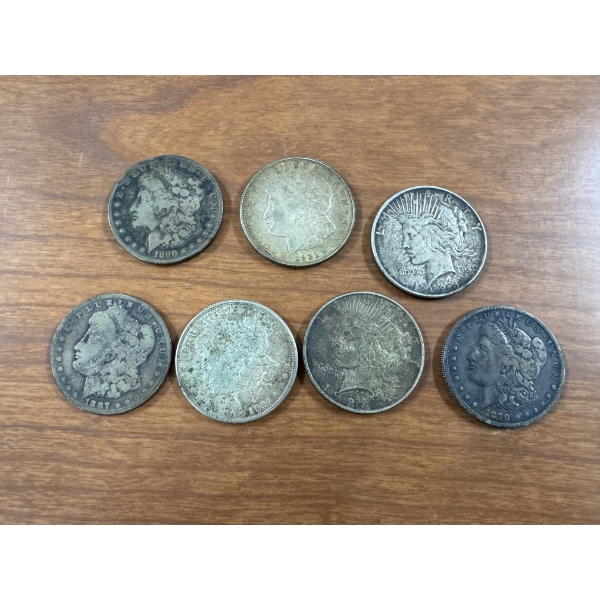 7 - United States Silver Dollars - 90 Percent Silver - All 7 For One Bid