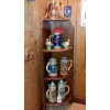 Image 1 : Wooden Corner What Not Display Rack  - 48" With All Contents Shown - Including 5 Steins