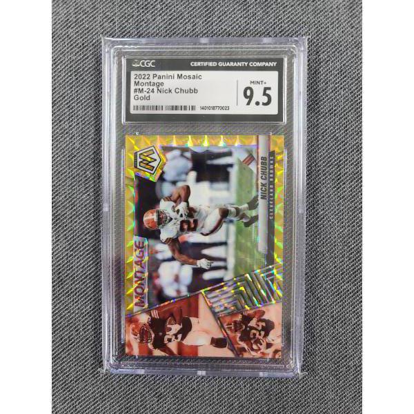 CGC 9.5 Mint 2022 Panini Mosaic Montage #M-24 Nick Chubb Gold 10/10