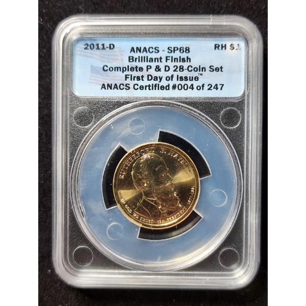2011-D ANACS - SP68 Brilliant Finish Hayes $1 Coin From 28 Coin Set - First Day of Issue