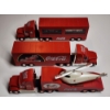 Image 1 : Lot of Three Assorted Collectible Coca-Cola Toy Semi Truck, Car & Chopper Hauler 