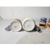 Image 5 : RARE 5-Piece Japanese Lusterware Condiment Set: Tray, Decanter, Moriage Cottage Set