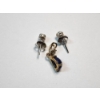 Image 2 : 10K Gold Jewelry: White Gold Pearl Stud Earrings and Blue Saffire Pendant TW: 1.5g