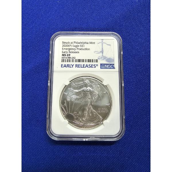 2020 - P American Eagle Silver Dollar - MS69 - Emergency Production Coin