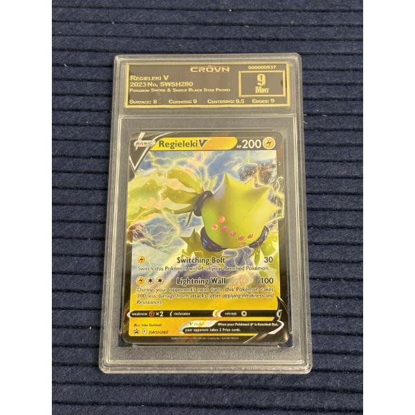 Graded collectible Pokémon card featuring Regieleki V (SWSH280) from the 2023 Crown Zenith set 