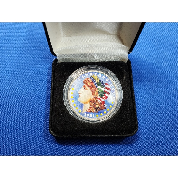 1921 Colorized Morgan Silver Dollar