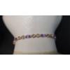 Image 1 : 14K Gold Women's Bracelet With Heart Shapes And Purple & White Stones- Weight: 4.2g