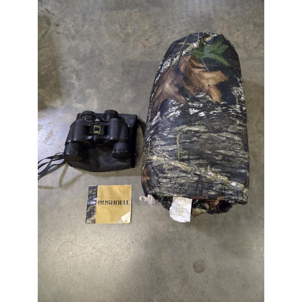 New Camo ATV Cover With Storage Bag, & Bushnell Binoculars In Great Condition