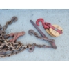 Image 3 : Lot of Chains, Hooks, Hoist, Chain Binders in Bucket