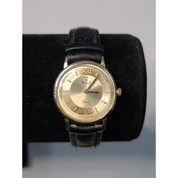 Vintage Men's Vicence Swiss Parts Quartz Wristwatch With 14K Gold Case 