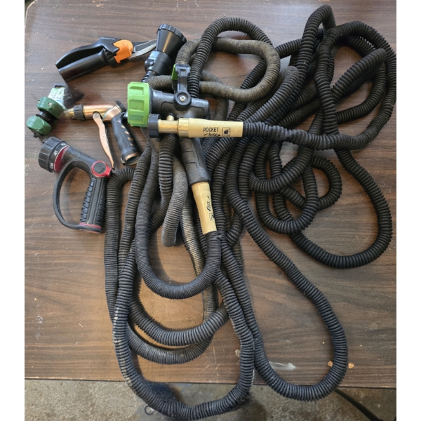 Long Pocket Hose and Assorted Spray Nozzels