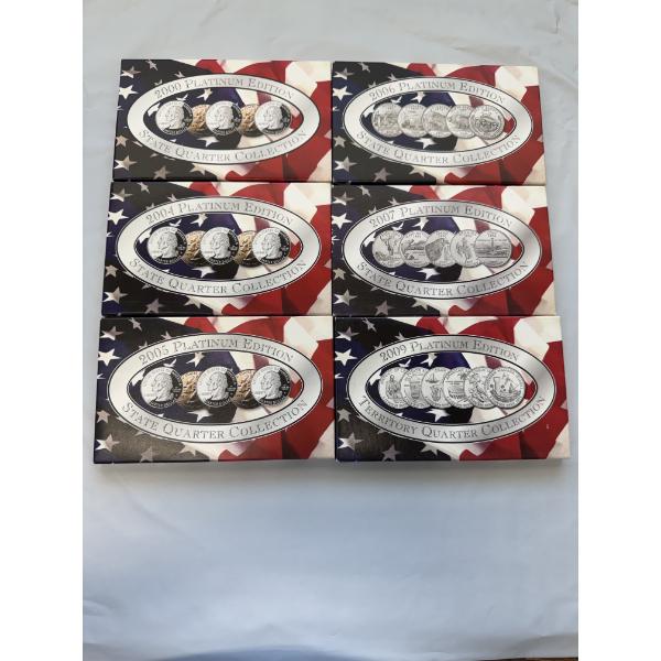 Six Assorted U.S. Platinum Edition Proof Sets: 2000 - 2009 - Mint Condition