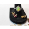 Image 3 : Gold-Tone Sterling Silver Jewelry: Opal Ring, 6 Pairs of Stud Earrings - Total Weight: 8.5g