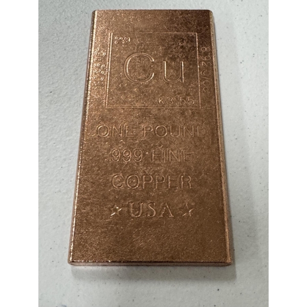 Incredible One Pound Copper Ingot Bar - Mint Condition - Limited Production